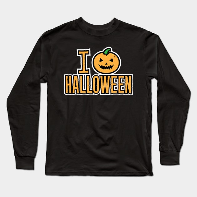 I Love Halloween Spooky Pumpkin Long Sleeve T-Shirt by HolidayShirts